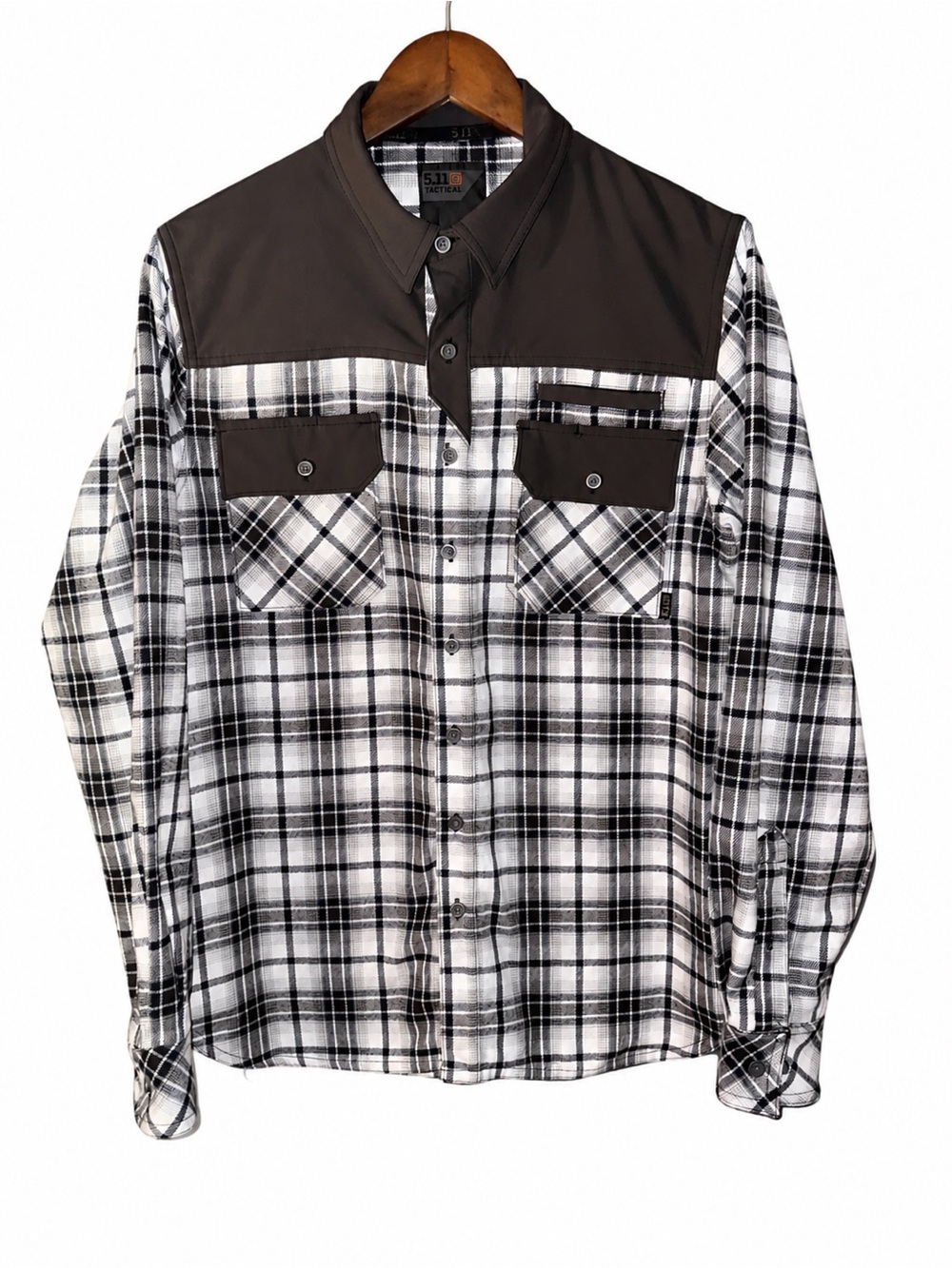 5.11 Sidewinder Tactical Black & White Plaid Shirt Jacket with Dark Yoke small